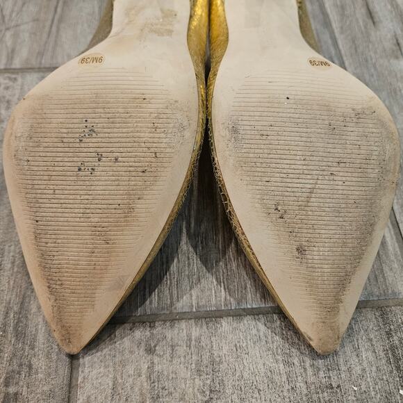 BCBGeneration Oslo Gold Heels Womens Size 9 Metallic Pointed Toe Pumps Party - Picture 8 of 10
